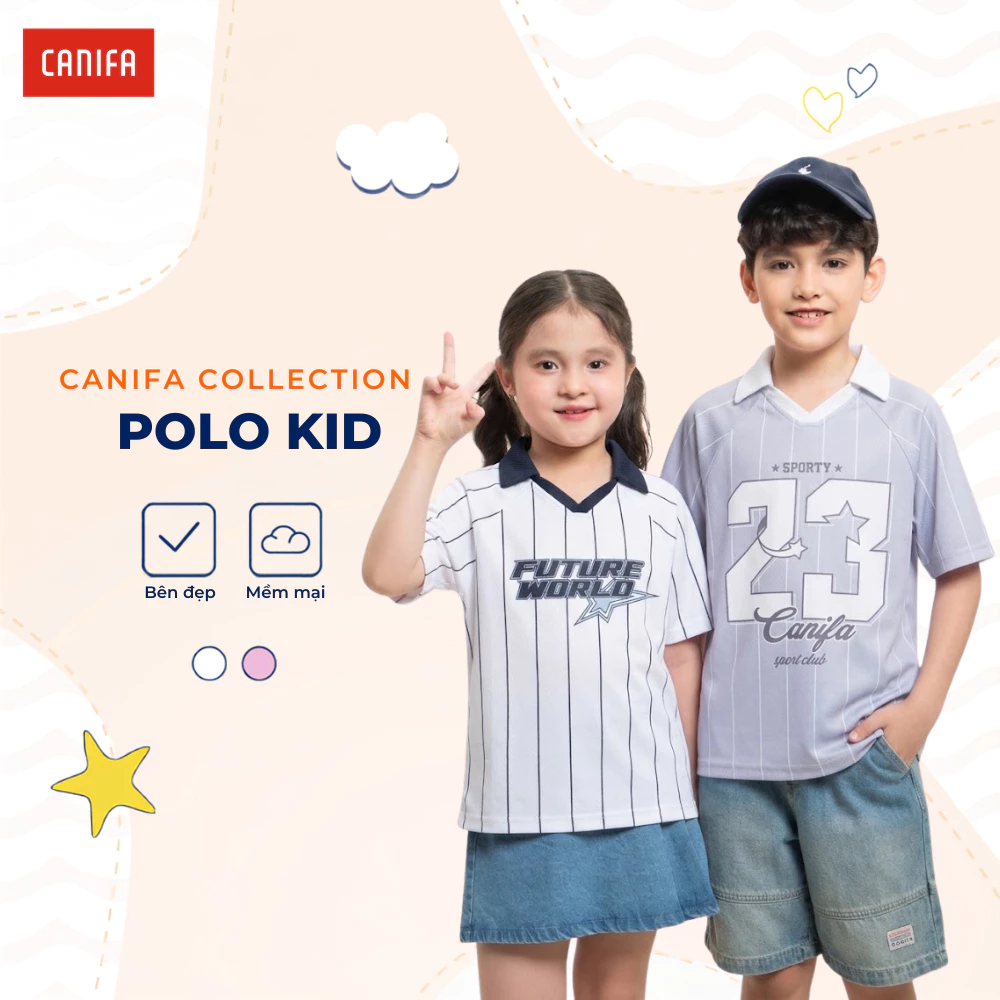 Áo polo unisex trẻ em thể thao hiện đại sành điệu CANIFA dáng suông | Wicking 3TP26C002