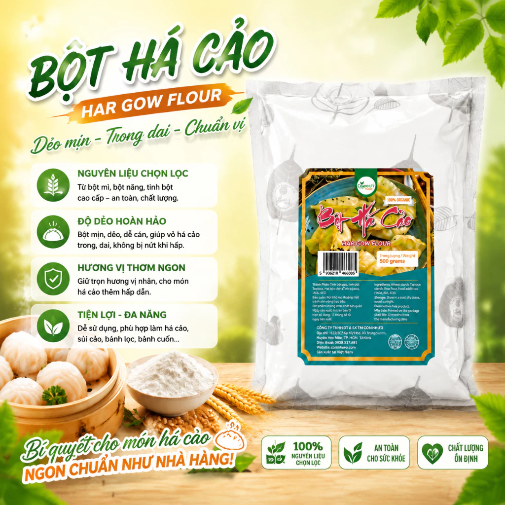 Bột Há Cảo Trắng Mịn, Dai Ngon, Chuẩn Vị Hoa Nguyên Hỷ Food 500g/1Kg