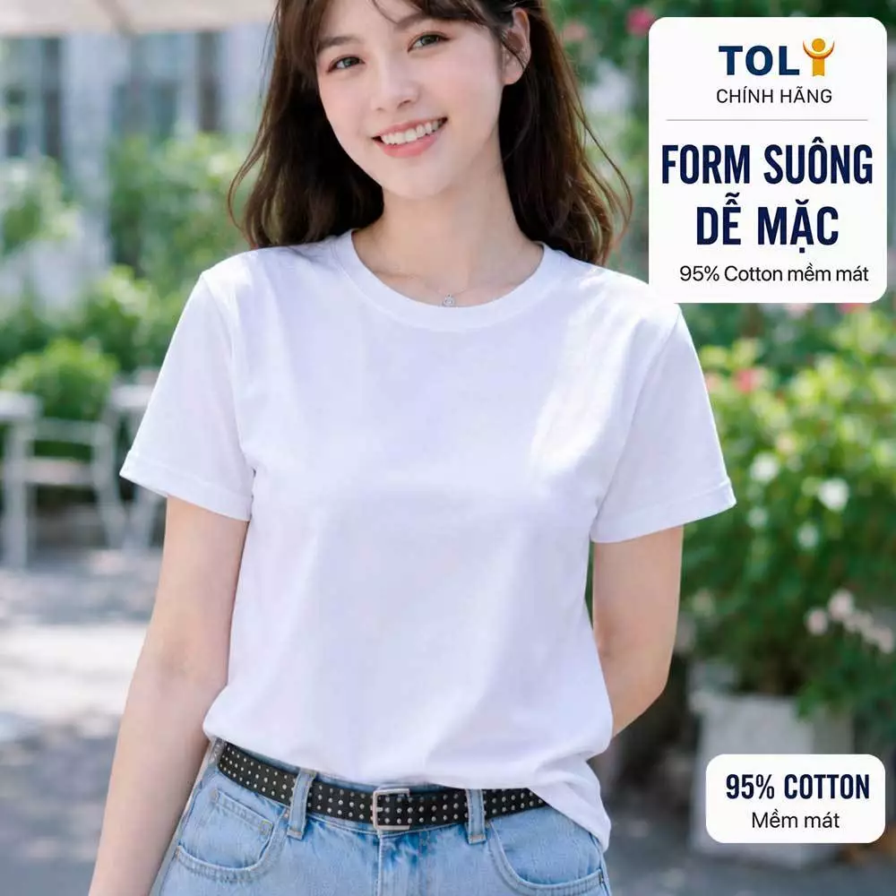 Áo thun nữ cổ tròn TOLI BSB10 – Cotton mềm, form suông gọn dáng, dễ phối mặc mỗi ngày
