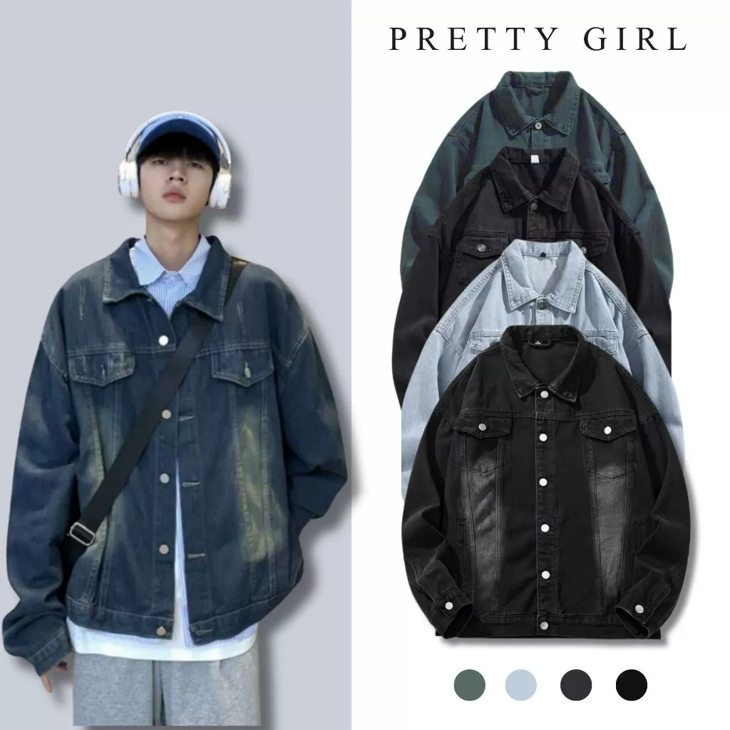 Áo khoác Jean Nữ Form Rộng Có Big Size, Áo Khoác Bò Nữ Pretty Girl AKJ Phong Cách Trẻ Trung Hàn Quốc