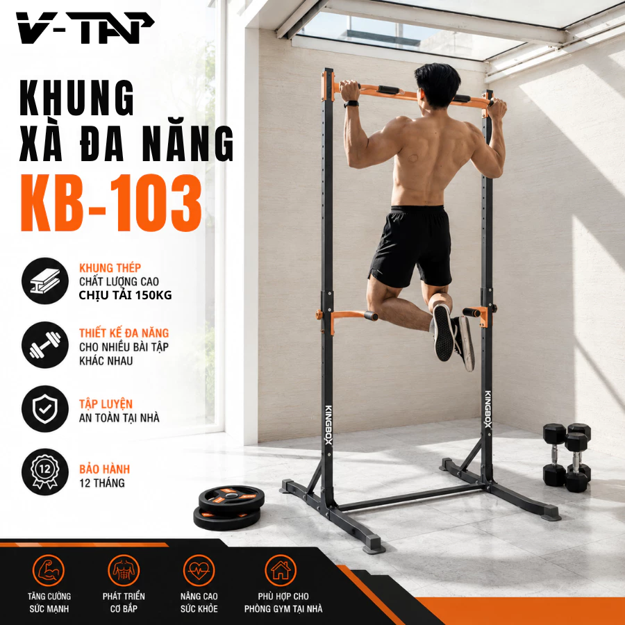 Xà Đơn Tập Tại Nhà Đa Năng KB-103 Chịu Tải 150Kg, Khung Xà Đơn  Điều Chỉnh Chiều Cao Từ 155cm-216cm