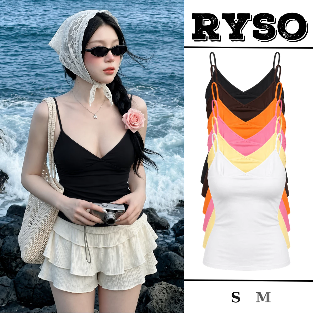 Áo Hai Dây Cổ V Chiết Eo Định Hình Nhẹ Chất Thun Co Giãn Áo Camisole Nữ Ôm Body 2S13 RYSO STORE
