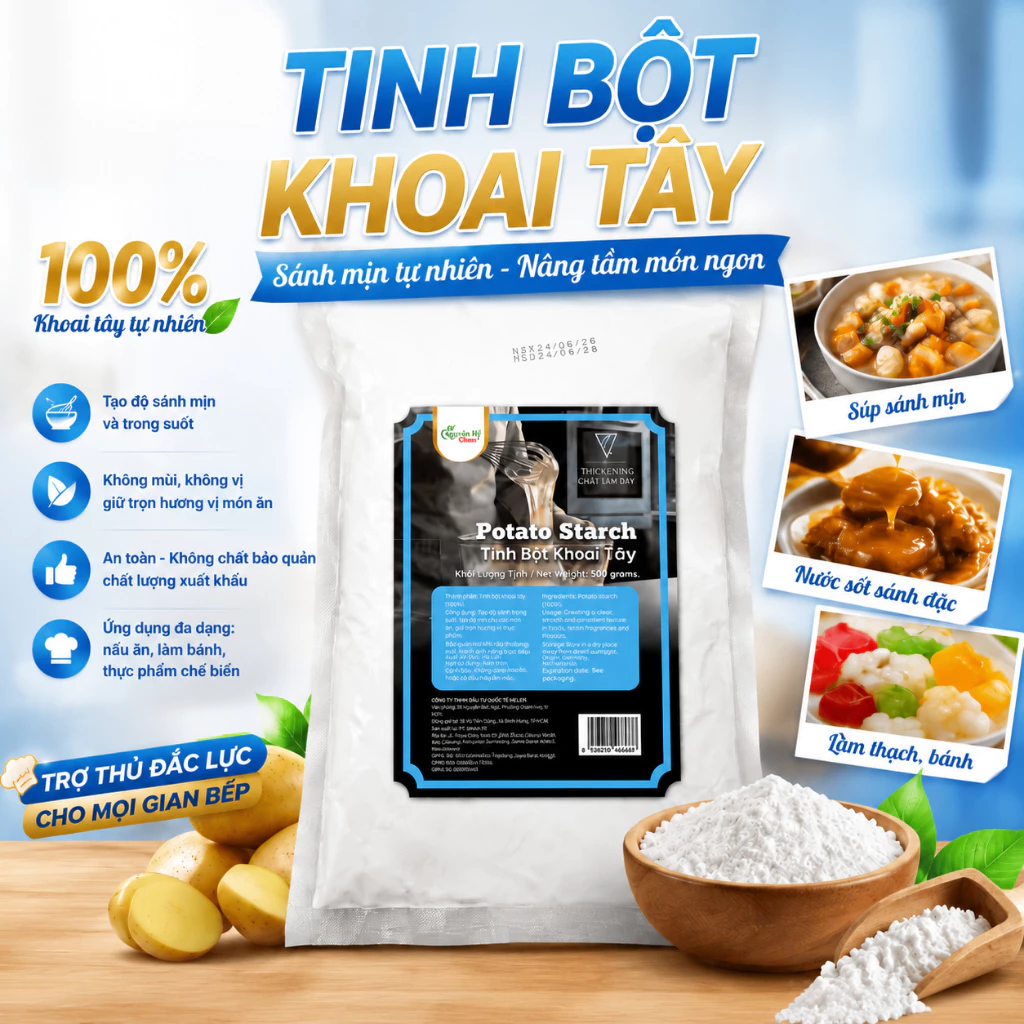 Tinh bột khoai tây nhập khẩu 500g - Potato Starch (nấu ăn, làm bánh, đắp mặt làm đẹp)