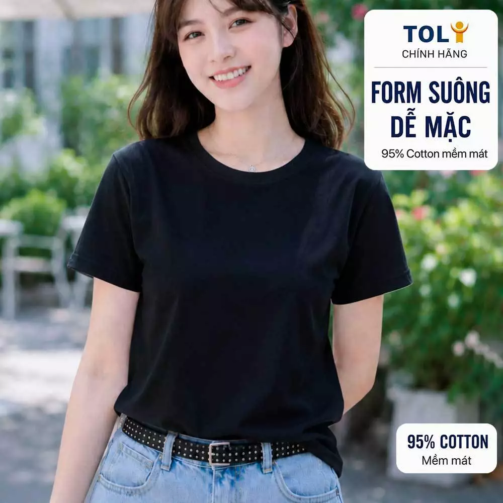 Áo thun nữ cổ tròn TOLI BSB11 – Cotton mềm, form suông gọn dáng, dễ phối mặc mỗi ngày