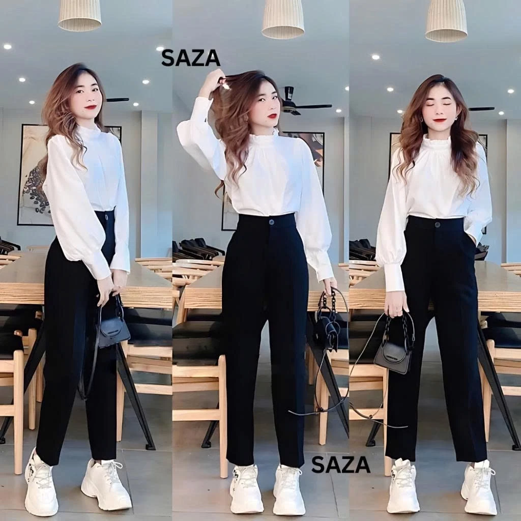 Quần tây nữ đi học 2 nút khuy cúc dọc cài lưng cao dáng quần baggy vải nữ học sinh cấp 3 dày co giãn nhẹ đi học