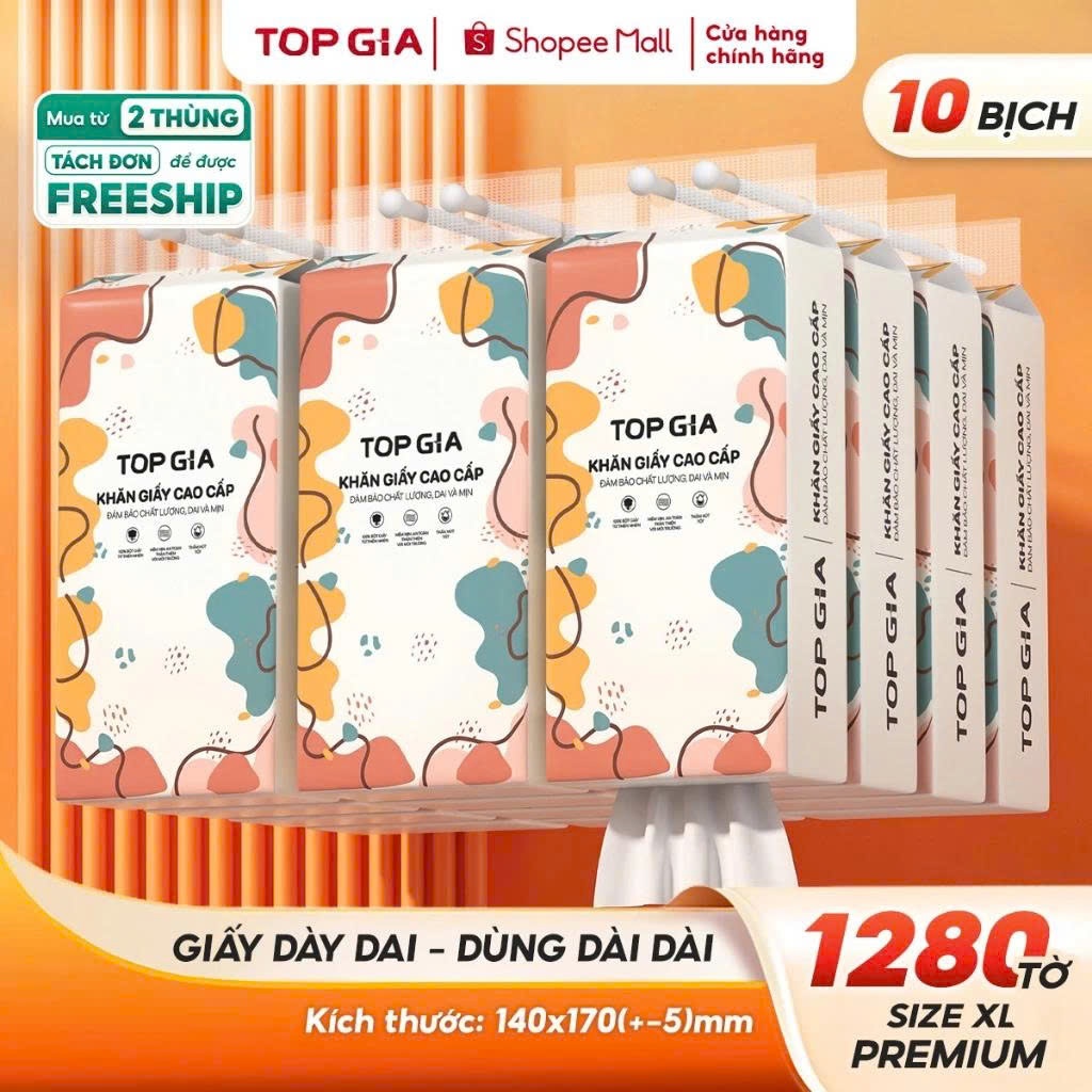 Giấy vệ sinh treo tường TopGia đa sắc đa năng từ bột giấy thiên nhiên…