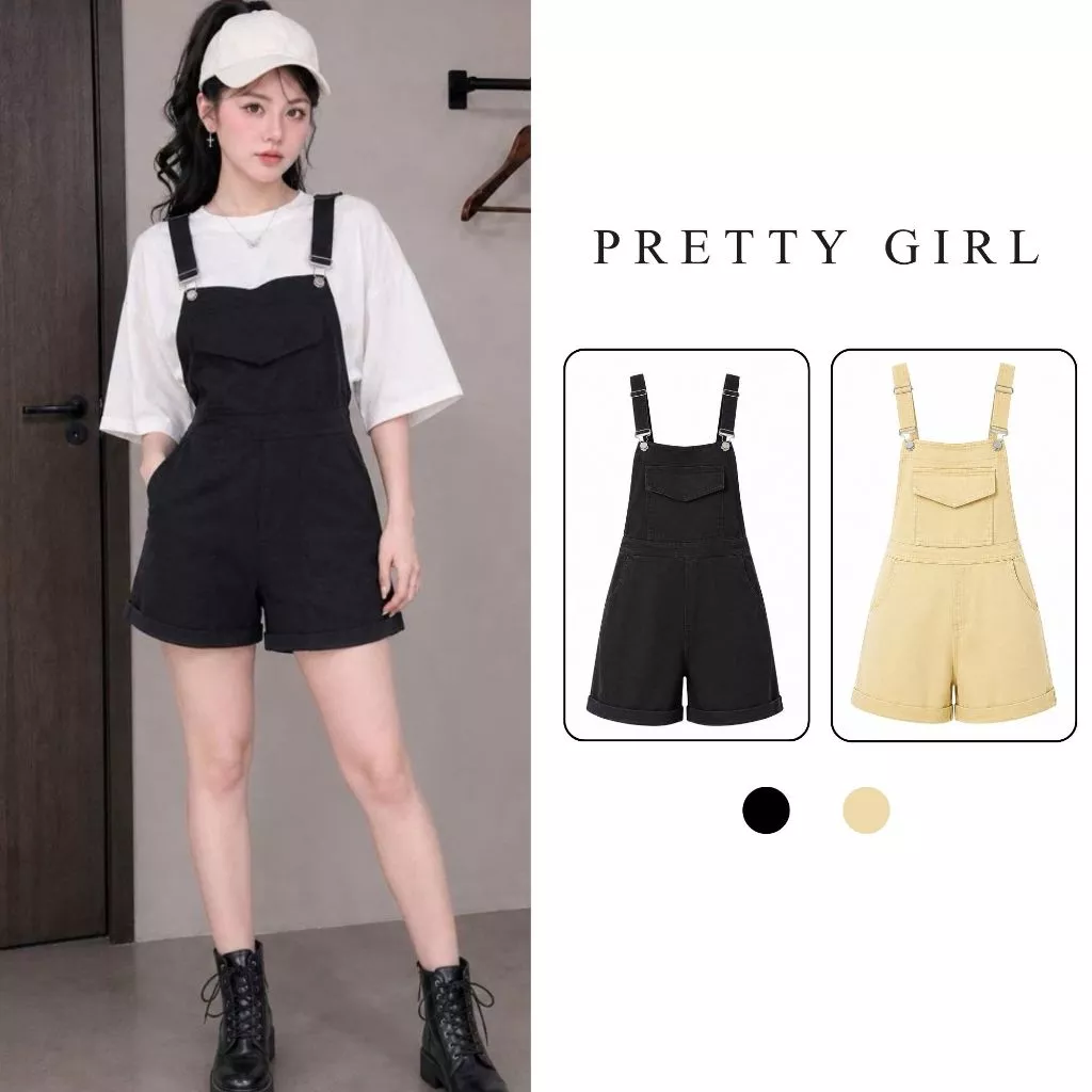 Quần Yếm Short Ống Rộng Pretty Girl Thời Trang Phong Cách Năng Động YQS