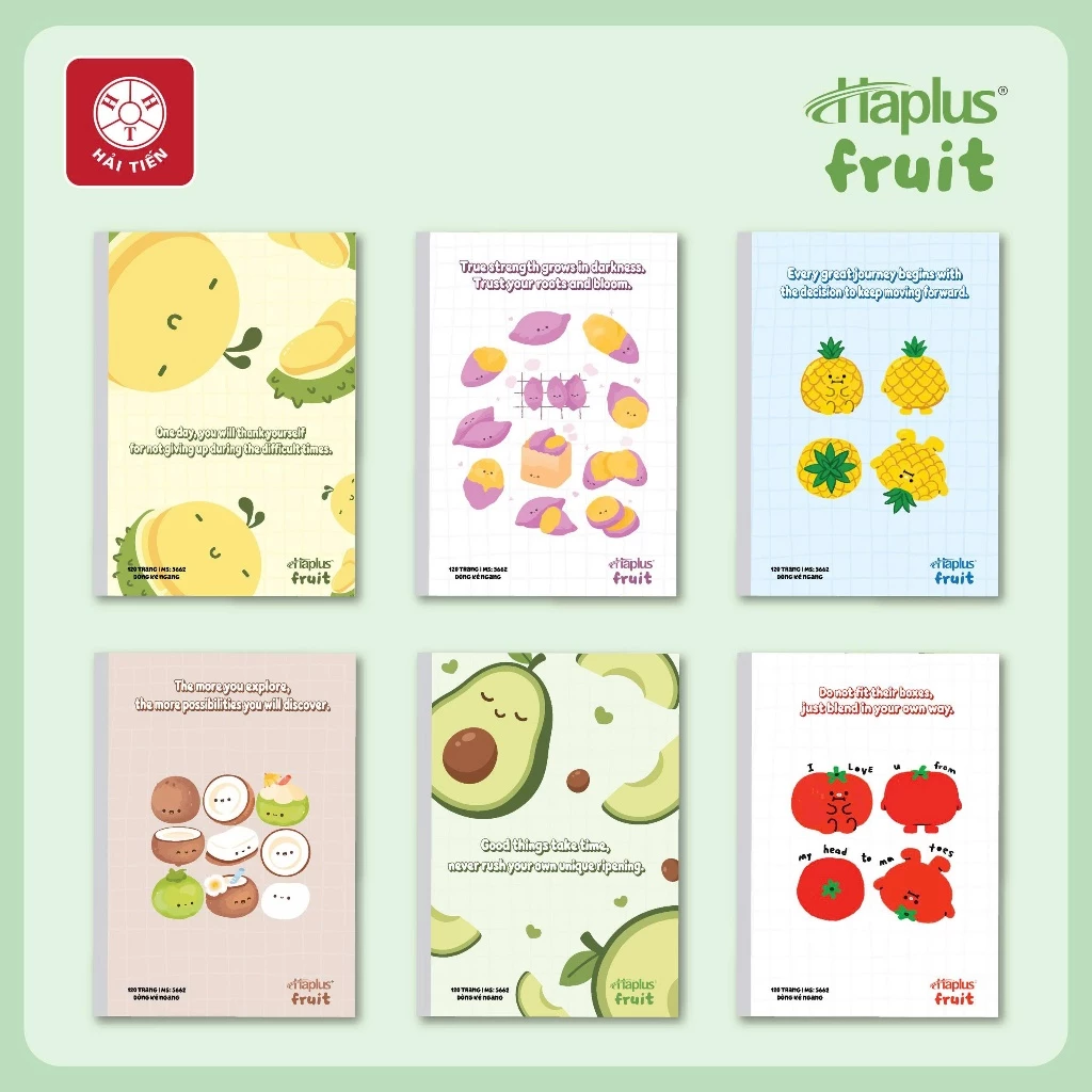 HẢI TIẾN Vở kẻ ngang Haplus - Fruit (80, 120, 200 trang)