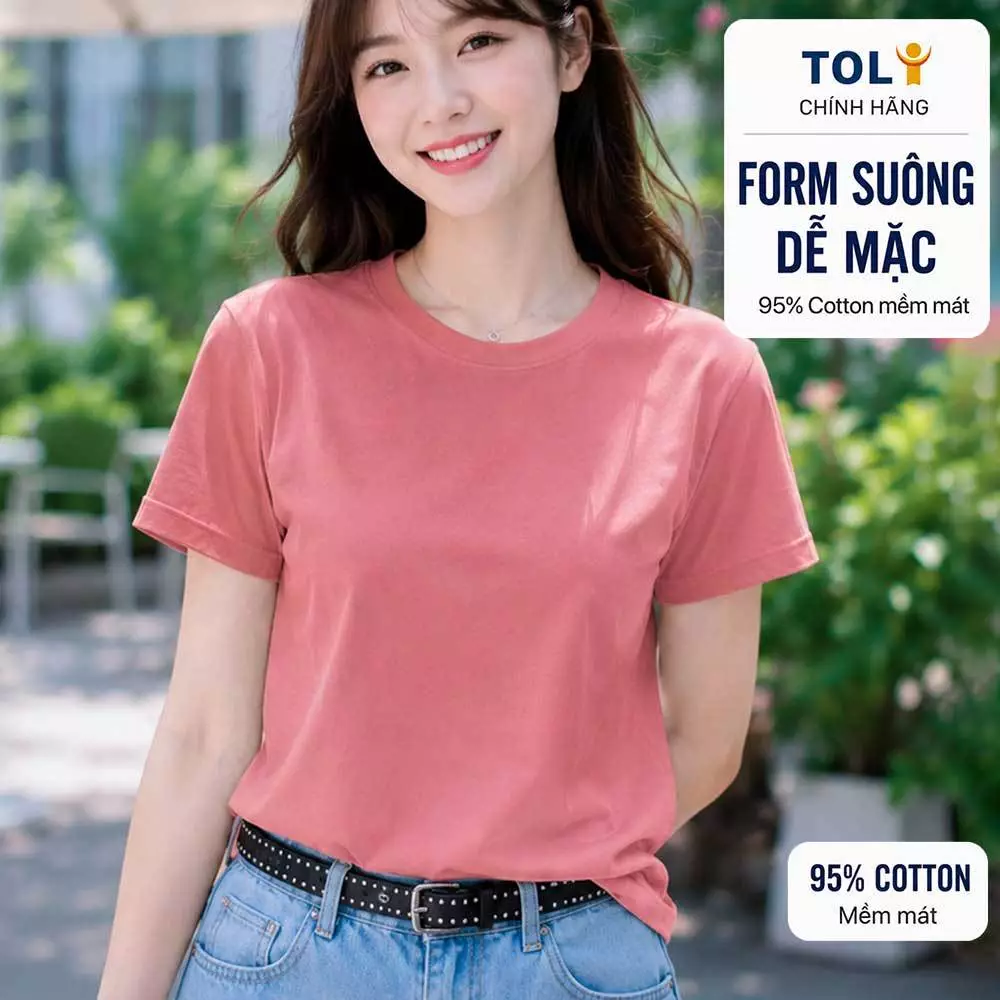 Áo thun nữ cổ tròn TOLI BSB48– Cotton mềm, form suông gọn dáng, dễ phối mặc mỗi ngày