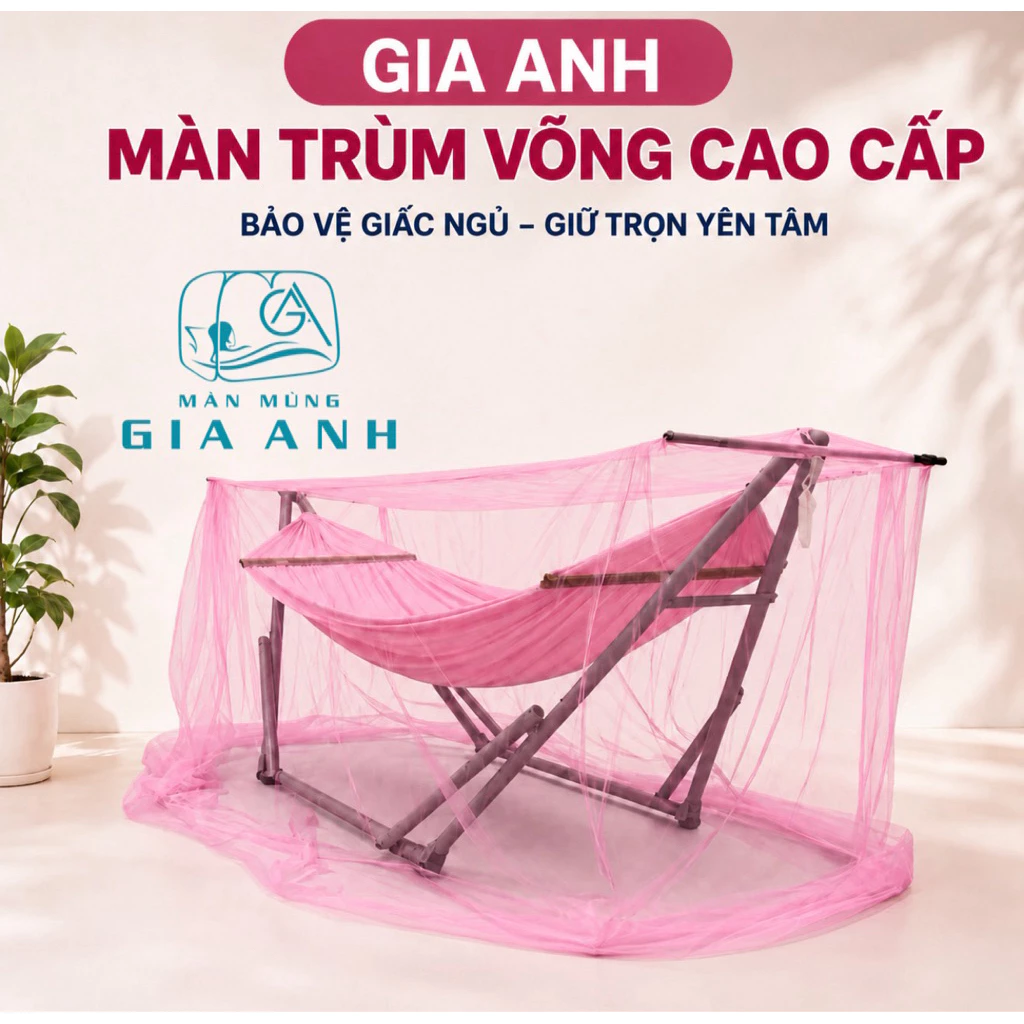 Mùng Treo Võng Lớn Thế Hệ Mới -Chống Muỗi & Côn Trùng Hiệu Quả - Vải Lưới Mắt Nhỏ Tuyn Lạnh Thái - Hàng Đẹp BH 24 Tháng