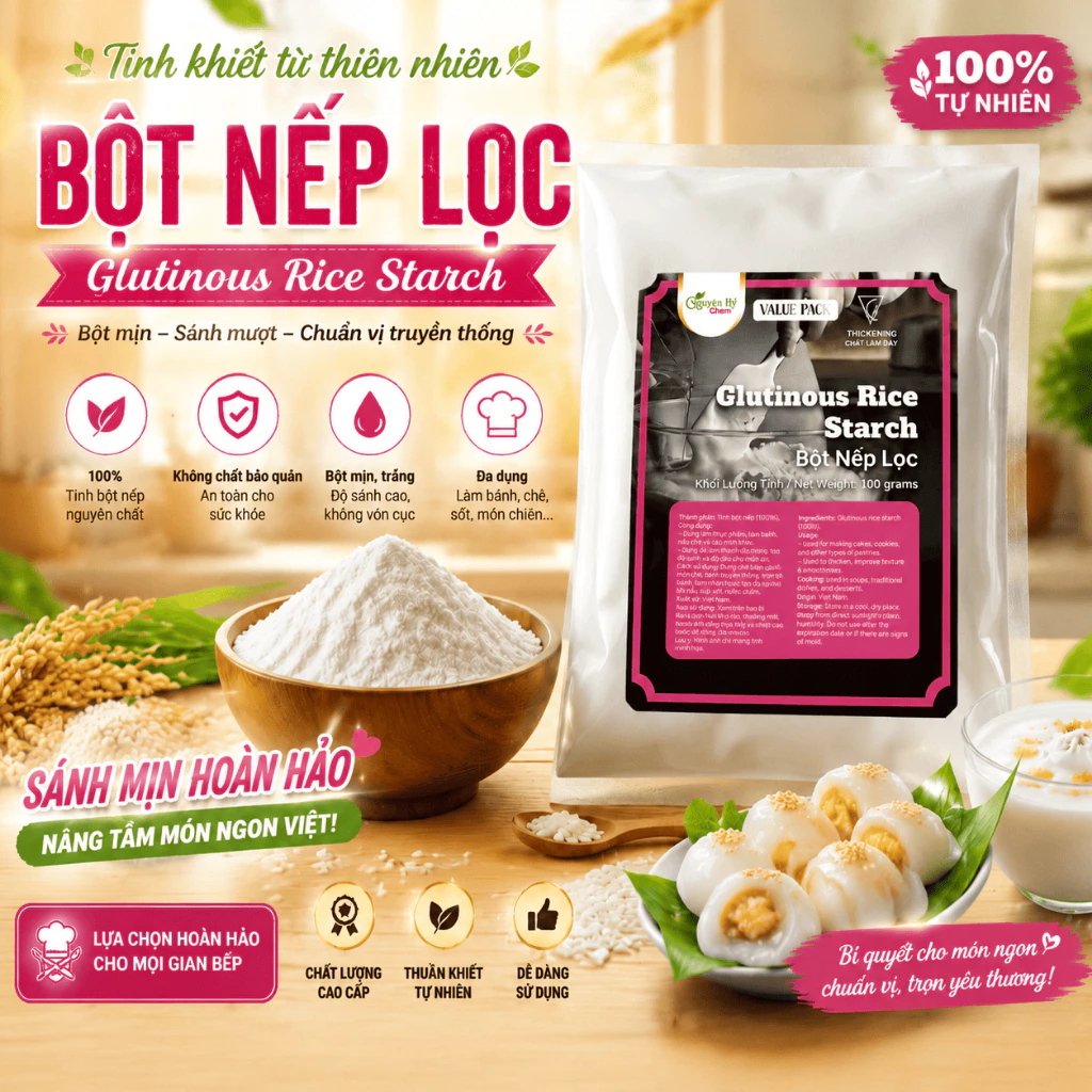 Bột Nếp Lọc Giá Tốt Làm Bánh Nguyên Hỷ Chemistry 100g