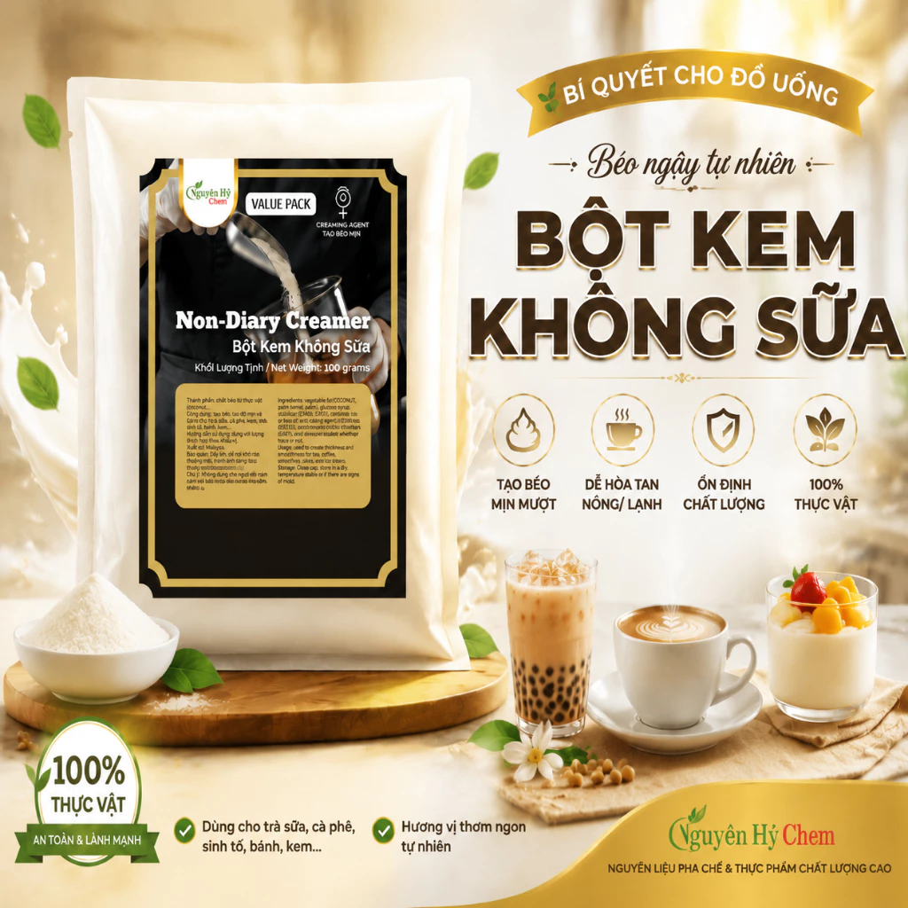 Bột Kem Không Sữa Giá Tốt Uống Cà Phê Làm Bánh Non-Diary Creamer Nguyên Hỷ Chemistry 50g / 100g