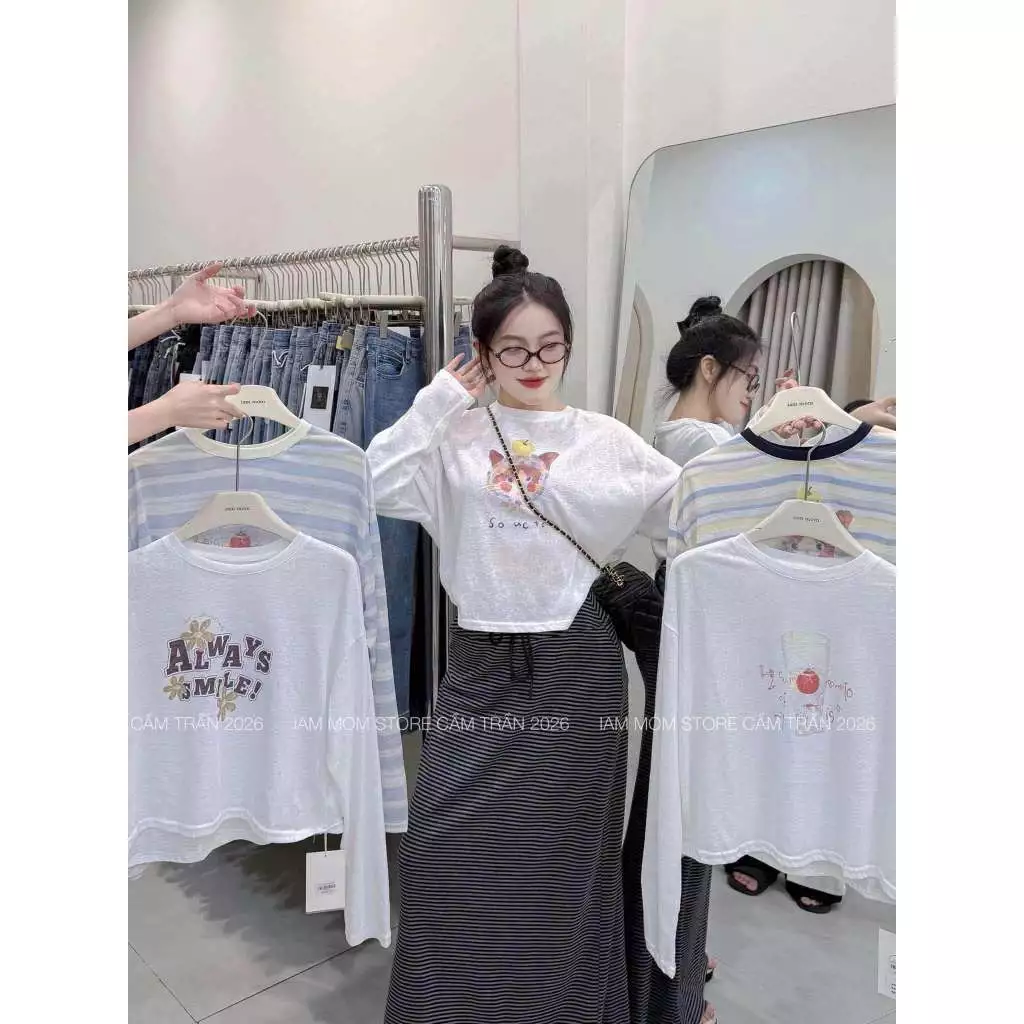 Áo Thun Nữ Tay Dài Form Rộng Chất Thun Xước Hình In Dễ Thương, Áo Thun Form Rộng Mặc Thu Đông