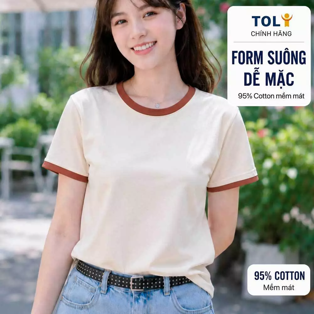 Áo thun nữ cổ tròn TOLI BSB28 – Cotton mềm, form suông gọn dáng, dễ phối mặc mỗi ngày