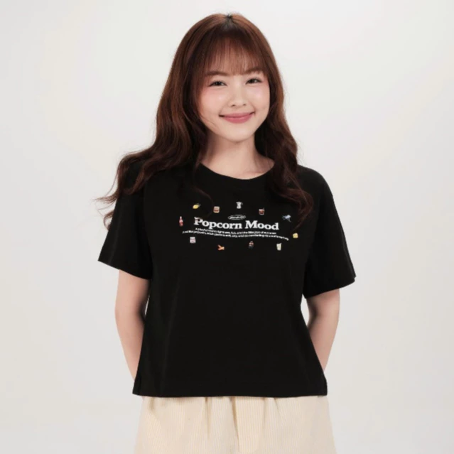 Áo Thun Boxy Nữ Form Dáng Ngắn Mặc Thường Ngày, Áo Phông Đen Trắng Dễ Thương2 Siêu Xinh - POPTEE