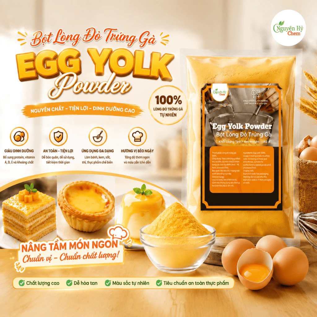Bột Lòng Đỏ Trứng Gà Làm Bánh Nguyên Hỷ Chemistry 500g / 1Kg (Egg Yolk Powder)