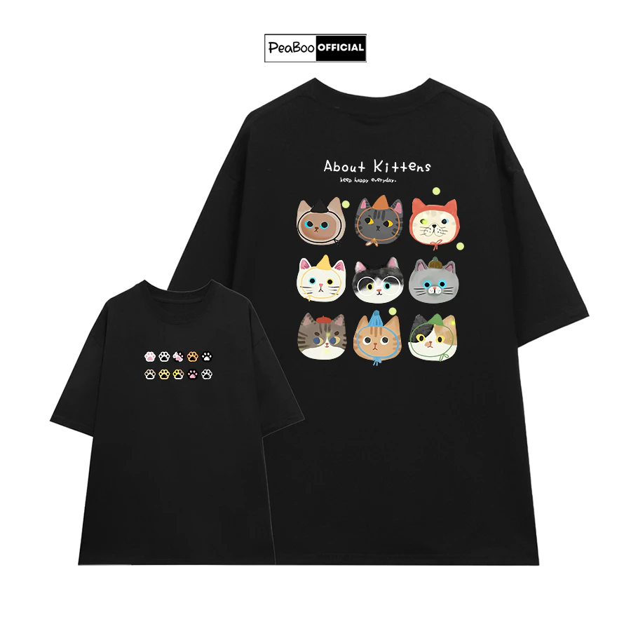 Áo Thun Nữ, Áo Phông Unisex By PEABOO Mã BST01 Màu Be In Hình Chất Cotton Thoáng Mát Form Rộng Tay Lỡ Cho Nam Nữ