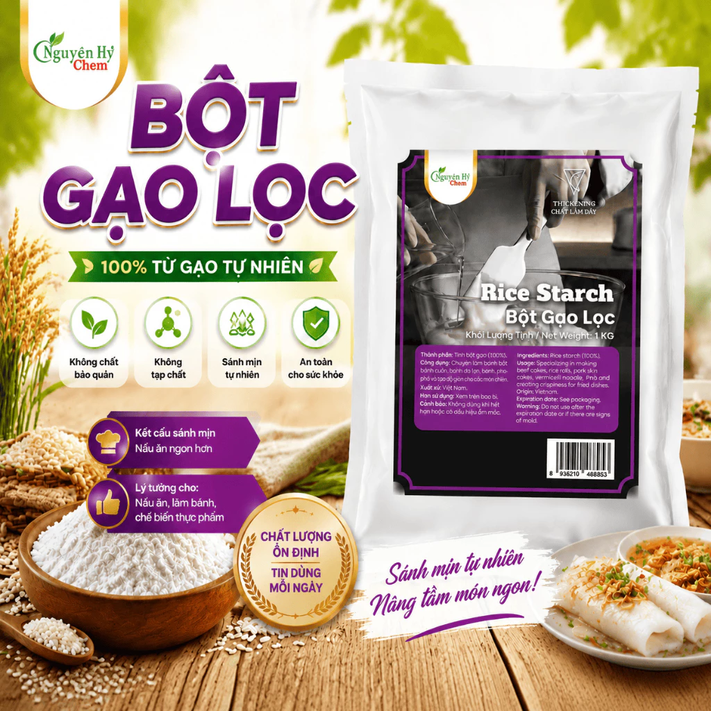 Bột Gạo Lọc Giá Tốt Nhất Thị Trường Nguyên Hỷ Chemistry 500g / 1Kg