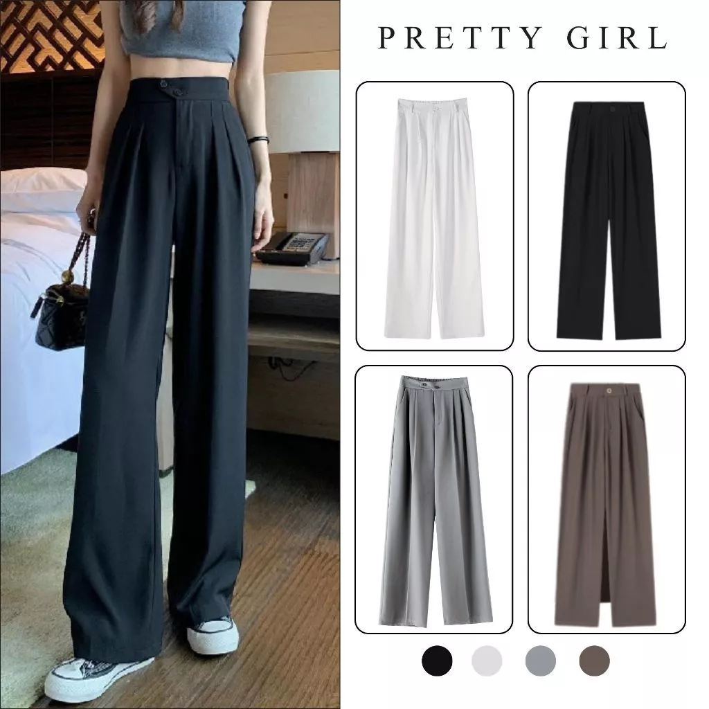 Quần Tây Nữ Vải RUBY Prettt Girl A2C Cao Cấp, Quần Ống Suông May Cách Điệu 2 Cúc Lệch Phong Cách