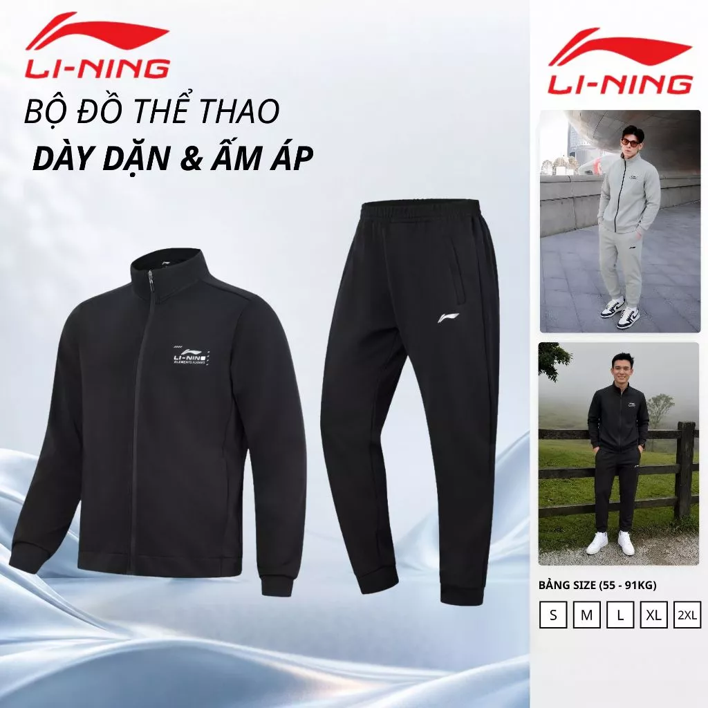 Bộ nỉ nam Li-Ning AWDU179 thể thao chuẩn Authentics vải dày dặn và co giãn thời trang size S - XXL