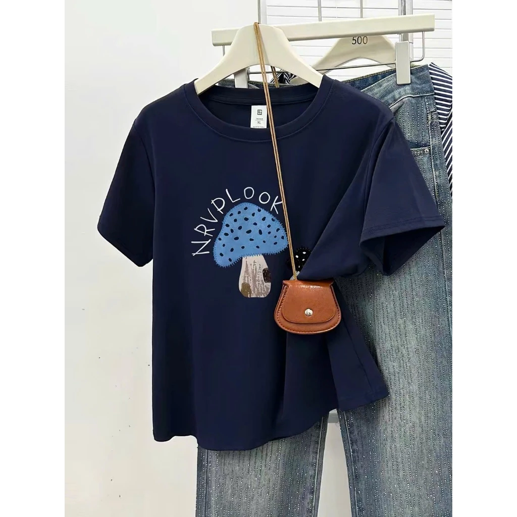 Áo thun cotton nữ ngắn tay in hình Cây nấm dể thương ALICE, Áo phông nữ chất thun dày dặn, mặc mát, đi chơi, mặc nhà