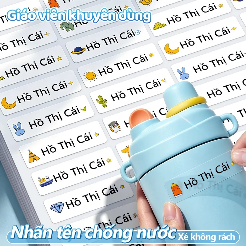 Nhãn Tên Cho Bé Lớp 1-2-3 Nhãn Dán Vở Basic Trong Suốt Tiện Lợi In Theo Yêu Cầu Cute