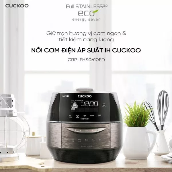 Nồi Cơm Điện Tử Áp Suất Cao Tần Cuckoo CRP-FHS0610FD – 1.08 Lít- Lòng nồi X-Wall Black cao cấp- Nội địa Hàn Quốc