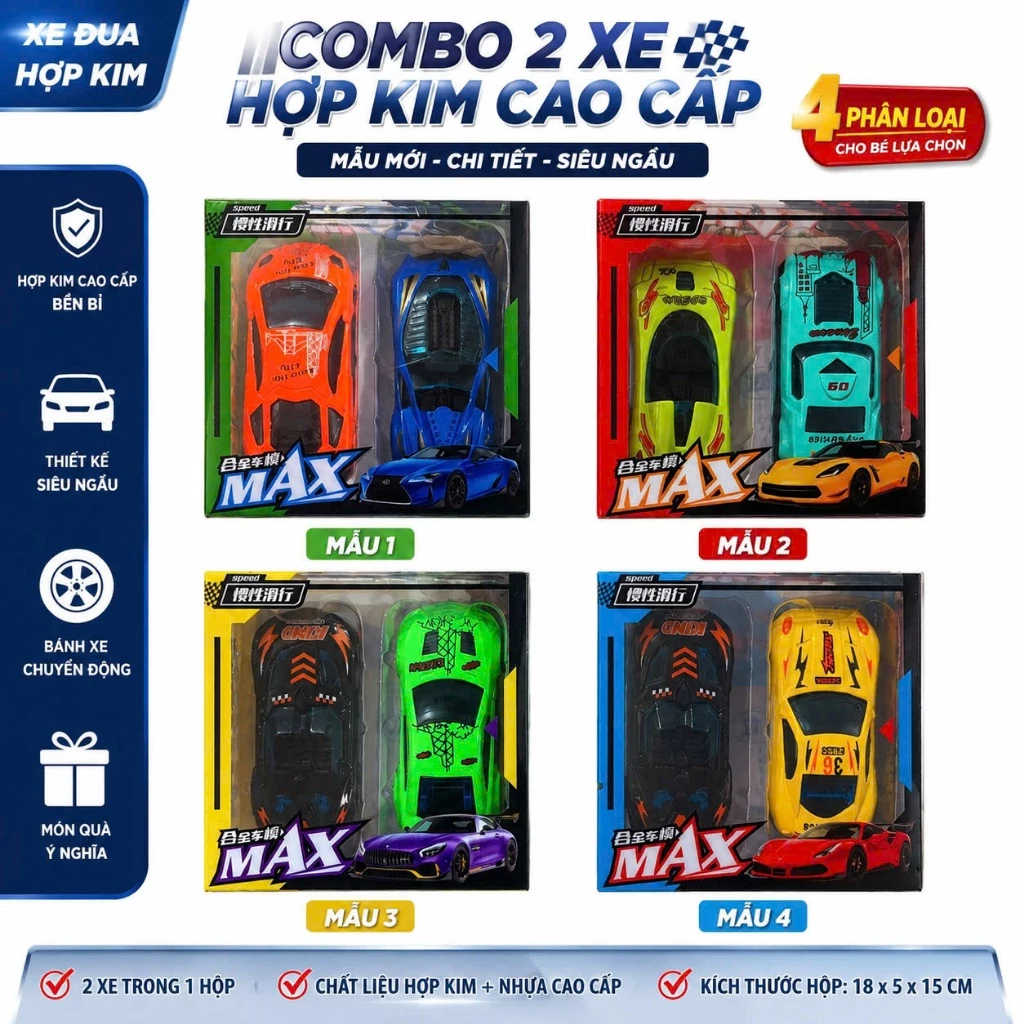 COMBO 2 XE ĐUA Ô TÔ HỢP KIM CAO CẤP – MẪU MỚI SIÊU NGẦU