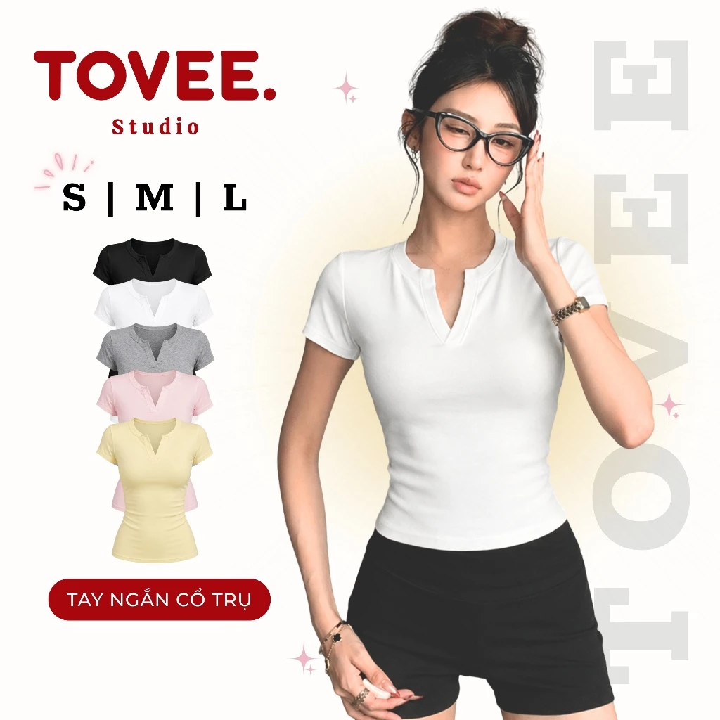Áo Thun TAY NGẮN CỔ TRỤ DÁNG DÀI Chất Thun Borip Lụa Ôm Body DD43, Áo BABYTEE Cổ Tàu Basic Mềm Mát TOVEE