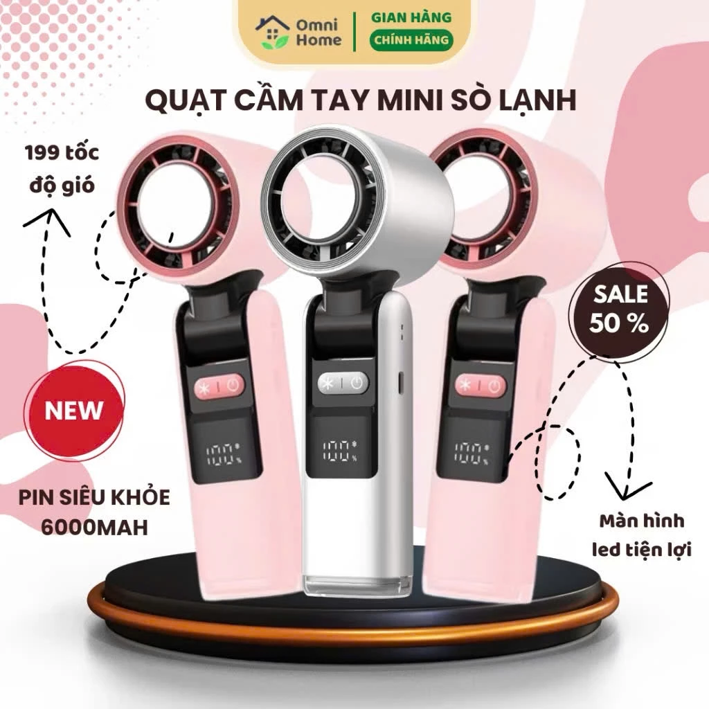 [DEAL MỞ BÁN] Quạt Cầm Tay Mini Tích Điện có Sò Lạnh, Pin Trâu 4000mAh, Sạc Điện USB-C, Có Dây Đeo, BH 1 Năm H094