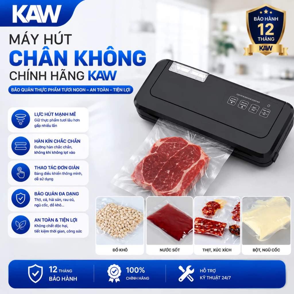 Máy hút chân không không kén túi P290 - Công nghệ hút mạnh mẽ, hút tự động, bảo hành 12T