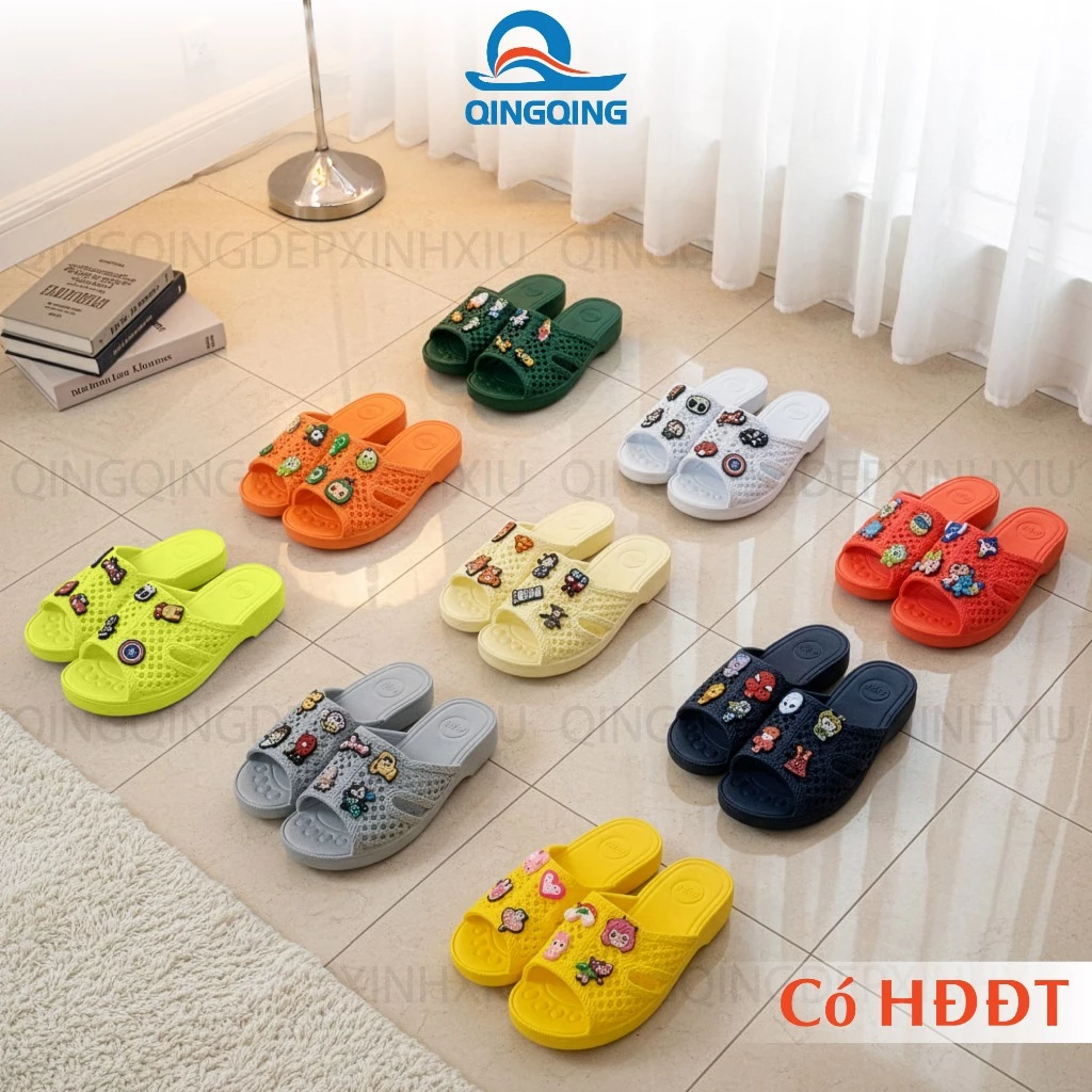 Dép tổ ong sticker ASIA (Size 32-38) nhựa EVA êm chân, form chuẩn, đế cao 3.3cm-Hàng Chính Hãng - Có HĐĐT