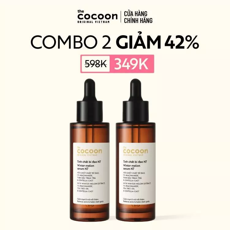 [MUA 2 GIẢM 42%] Combo 02 Tinh chất bí đao 7% Niacinamide (N7) sạch mụn chuyên sâu & mờ vết thâm Cocoon 70ml