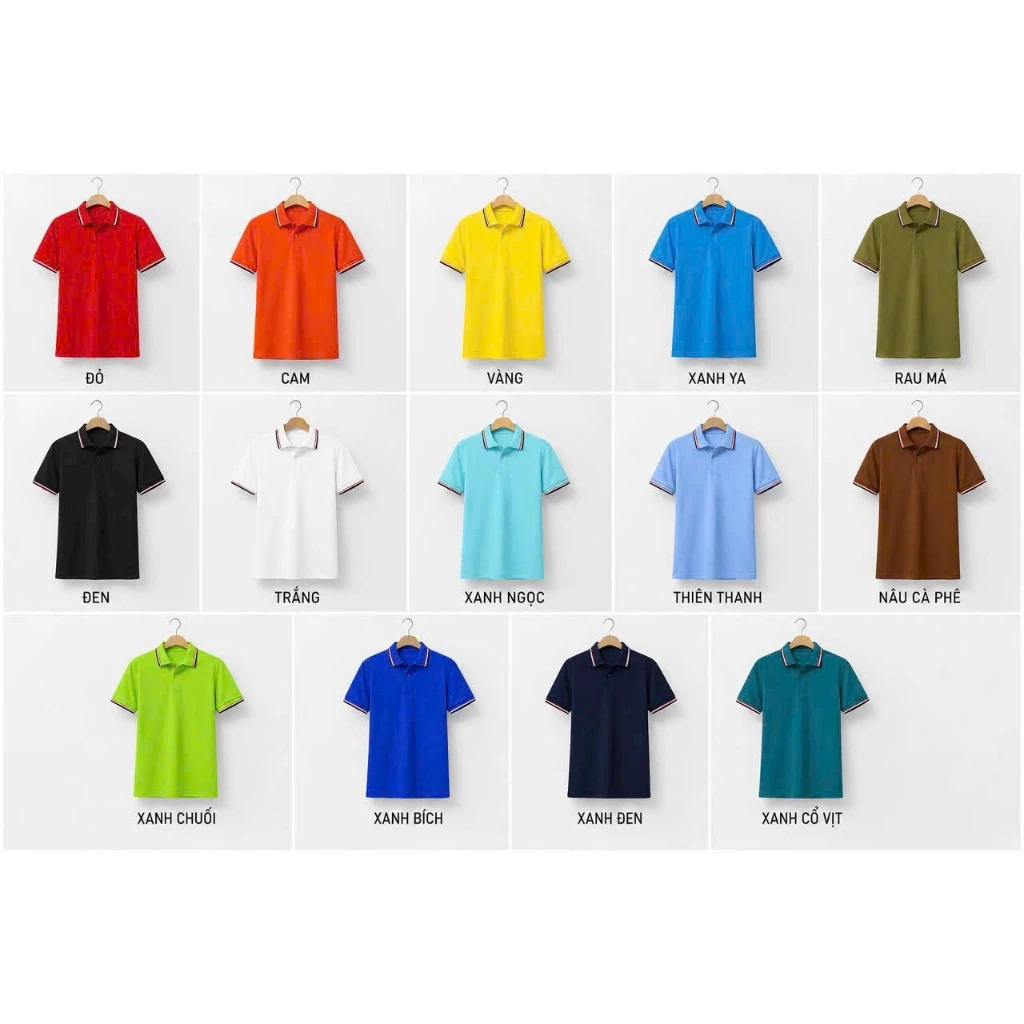 Áo Polo Thái 3 Sọc 4C In Theo Yêu Cầu (Đồng phục Công ty, Lớp, Nhóm, Gia đình)