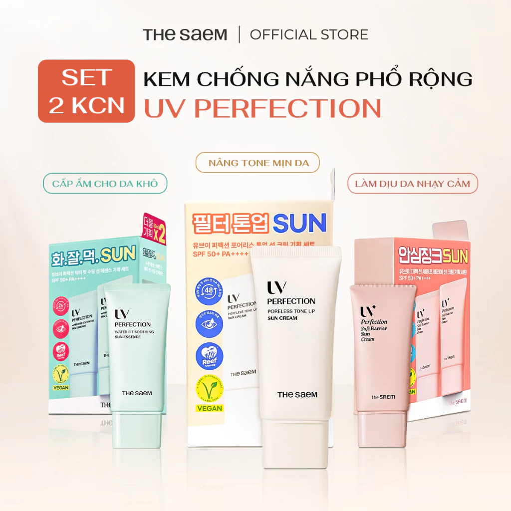 [THE SAEM] Set 2 Kem Chống Nắng Phổ Rộng UV Perfection Sun Cream (50gx2)