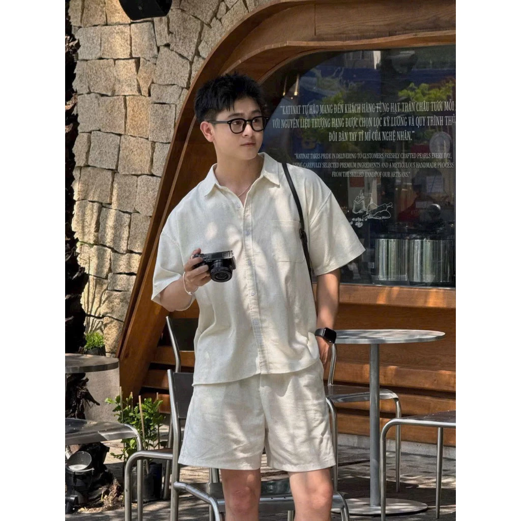 Bộ Đũi Nam Cao Cấp Tay Ngắn Quần Short – Chất Đũi Mềm Mát, Form Rộng Basic Hàn Quốc