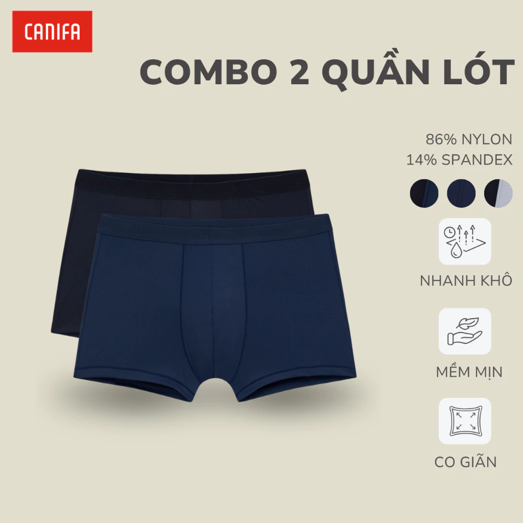 Set 2 quần lót đùi nam ôm dáng gọn nhẹ chất liệu mềm mịn thoáng khí co giãn tốt CANIFA 8US26A008