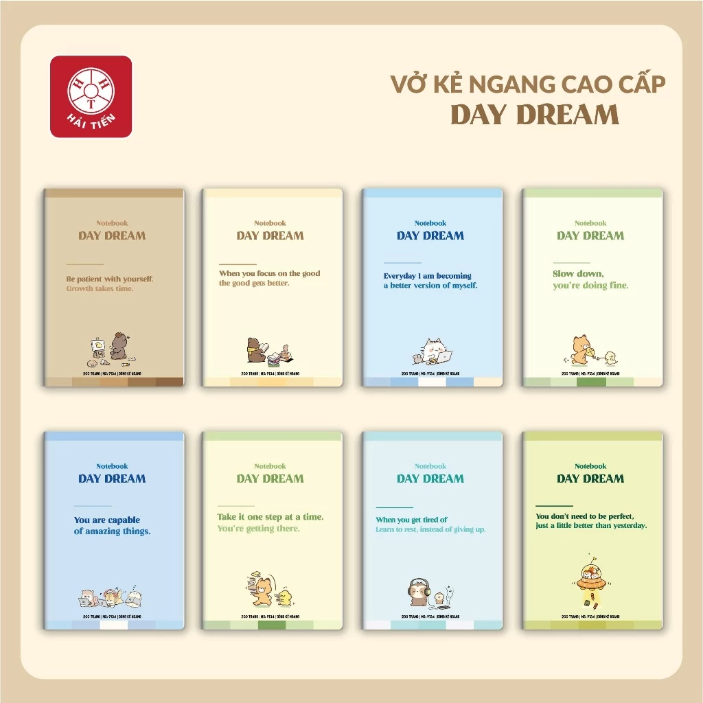 HẢI TIẾN Vở kẻ ngang cao cấp - DayDream - ĐL 70g/m2 (80/120/200 trang) - Giấy độ trắng tự nhiên