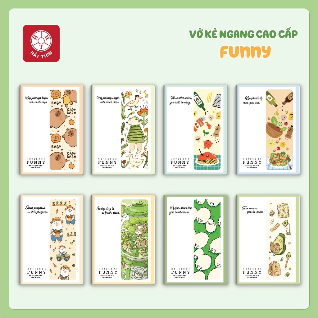 HẢI TIẾN Vở kẻ ngang Funny (80,120,200 trang) - 70g/m2 (Giao mẫu ngẫu nhiên)