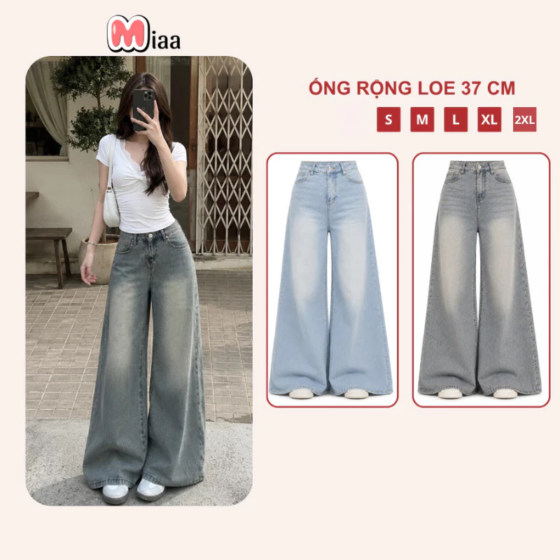 Quần Jeans Ống Rộng Ver 2 WIDE LEG tôn dáng cạp cao MIAA form unisex nam nữ quần jean nữ