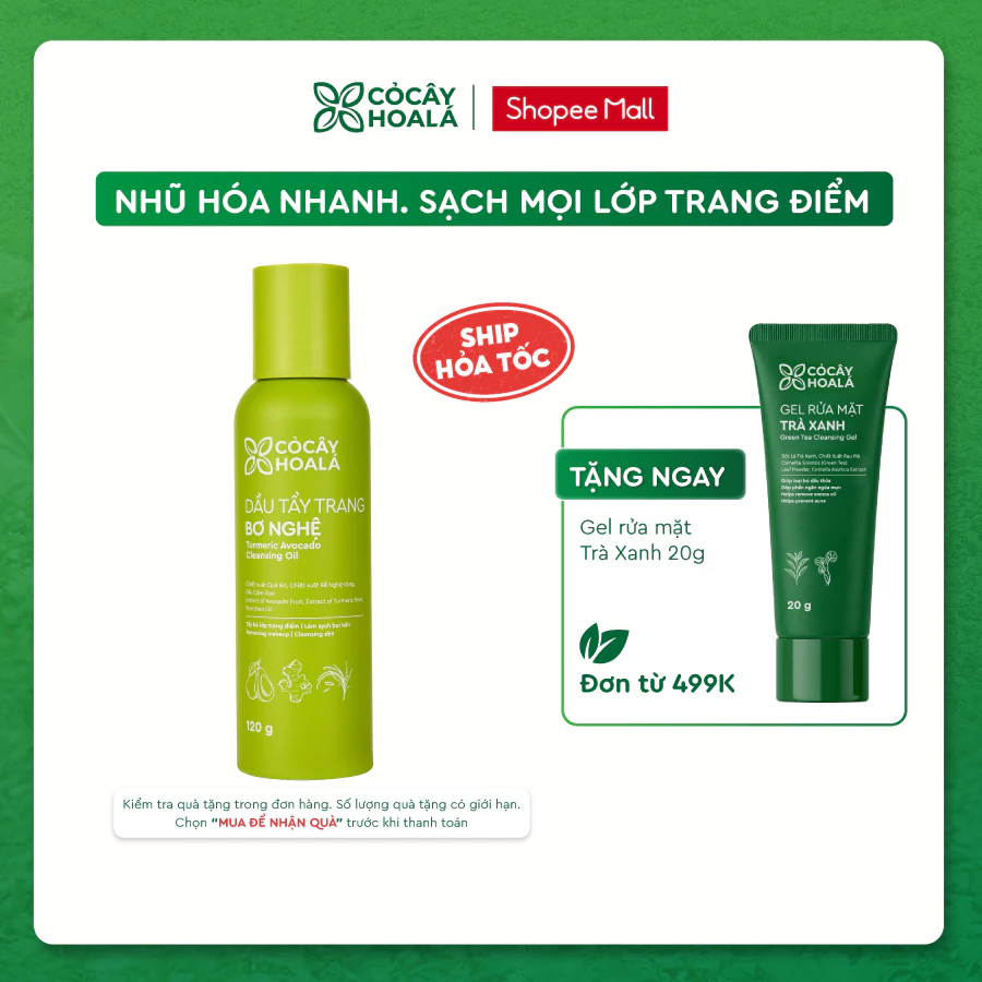 Dầu Tẩy Trang Bơ Nghệ Cỏ Cây Hoa Lá 120g Sạch Sâu - Dưỡng Ẩm