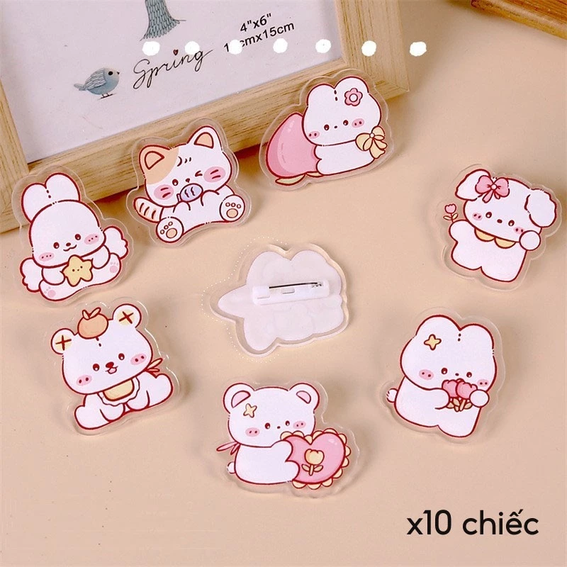 SET10 Huy Hiệu Cài Quần Áo, Ghim Pin Cài Cặp Balo Anime Cute