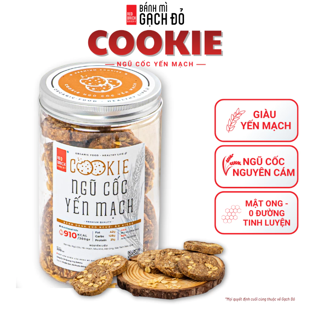 Bánh Cookie Ngũ Cốc Yến Mạch Gạch Đỏ 300g Giàu Dinh Dưỡng Healthy