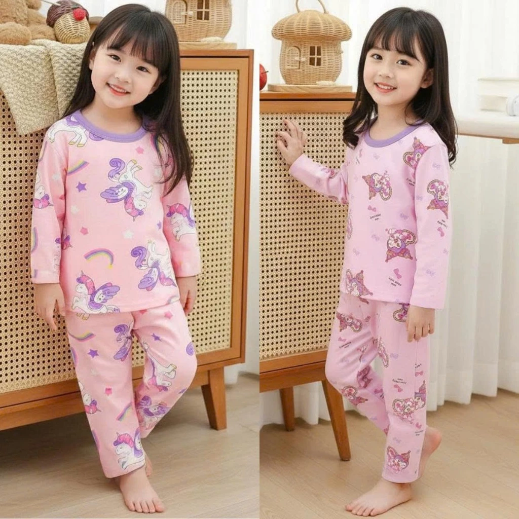 [8-18kg] Set bộ áo dài quần dài cho bé gái in hoạ tiết con ngựa chất liệu cotton co giãn vô cùng đáng yêu CẦU VÒNG.