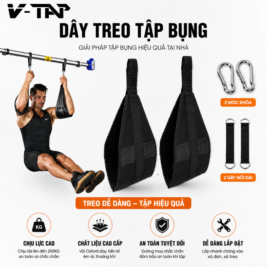 Đai Treo Tập Bụng, Dây Treo Tập Bụng ABS Trap, Gym, Fitness, Thể Thao Ngoài Trời, Xà Đơn ( 1 Đôi )