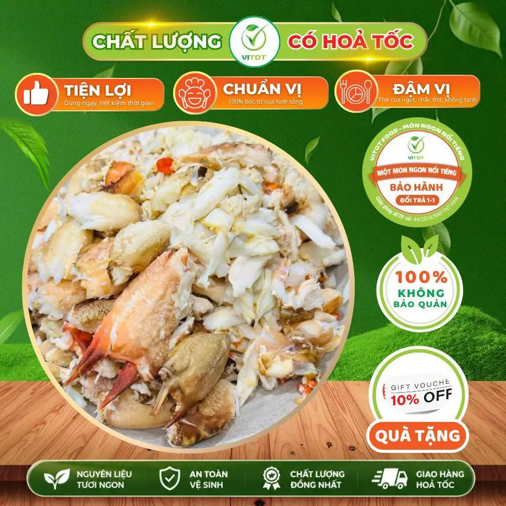 Thịt Cua Bóc Nõn Loại Vip VITOT Được Bóc Từ Cua Cà Mau Siêu Chất Lượng Cam Kết Ngon