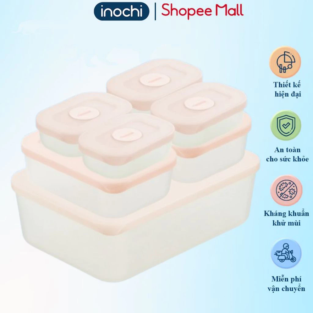 [LIVE] Bộ 7 hộp trữ đông Inochi, Bảo Quản Tươi Ngon, An toàn, nhiều kích cỡ, hộp thực phẩm, Chịu nhiệt tốt