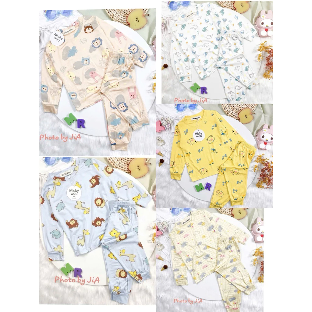 Bộ Dài Thun Lạnh  In Thân Cho Bé Trai Bé Gái  7-27kg Cao 80-125Cm Mềm Mịn Thoáng Mát Không Bong Tróc