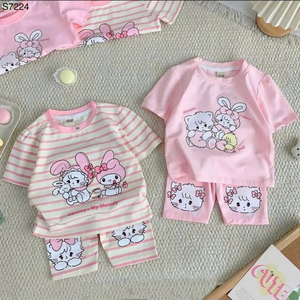 [7-18kg] Set bộ cộc tay mùa hè cho bé gái đáng yêu chất liệu cotton mềm mại, thoáng mát mẫu CAM.MY
