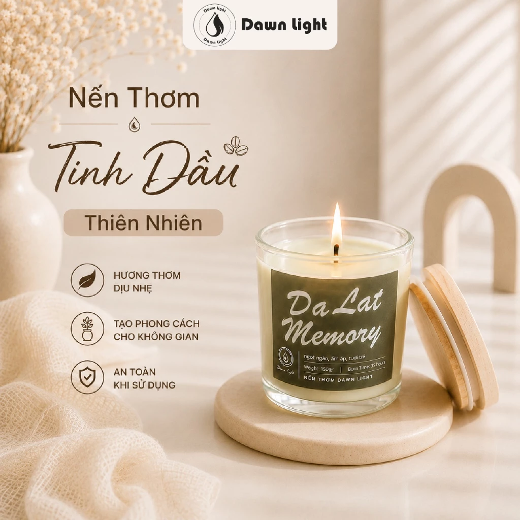 Nến Thơm Thư Giãn Decor Phòng Khử Mùi Mùi Nhẹ Dịu Không Khói Dawn Light NTH